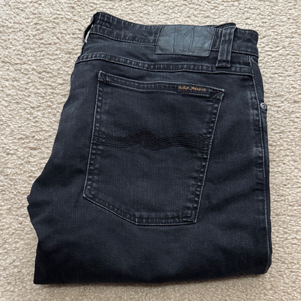 Nudie Jeans Skinny Lin Black Stone Pwr men’s black Denim slim fit 34 36